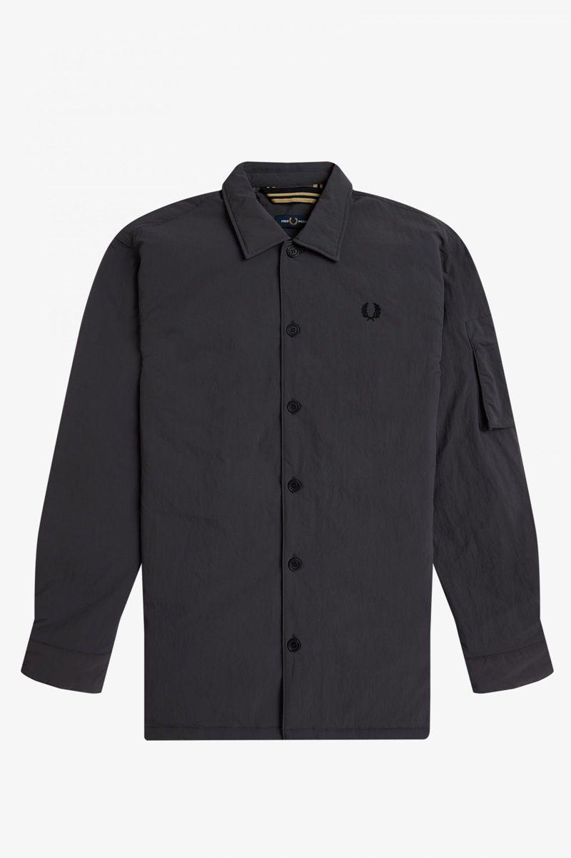 Black Fred Perry Patch Detail Overshirt Men's Shirts | PH 1519TCEV